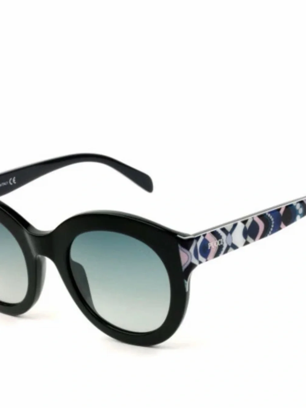 Emilio Pucci Black Round Oversized Sunglasses